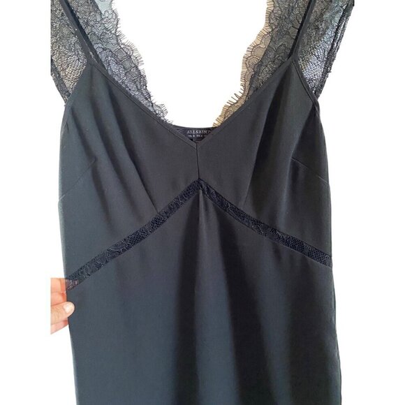 Allsaints Ally Dress Black Lace Sz 4 polyester Sheer Lace Panels LBD retail $230 - Picture 5 of 10